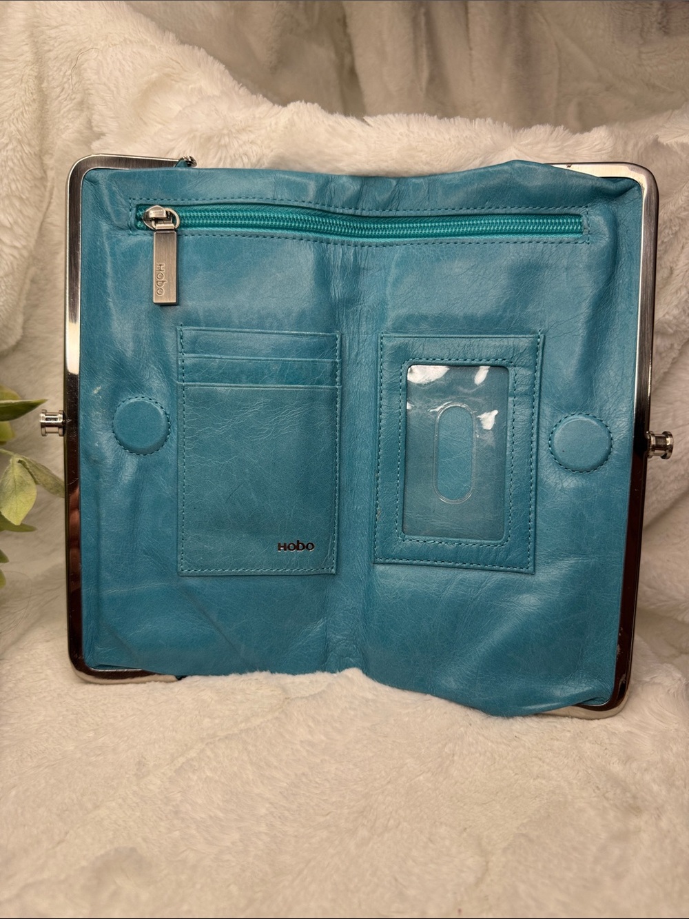 HOBO Teal Leather Frame Clutch - Picture 4 of 8